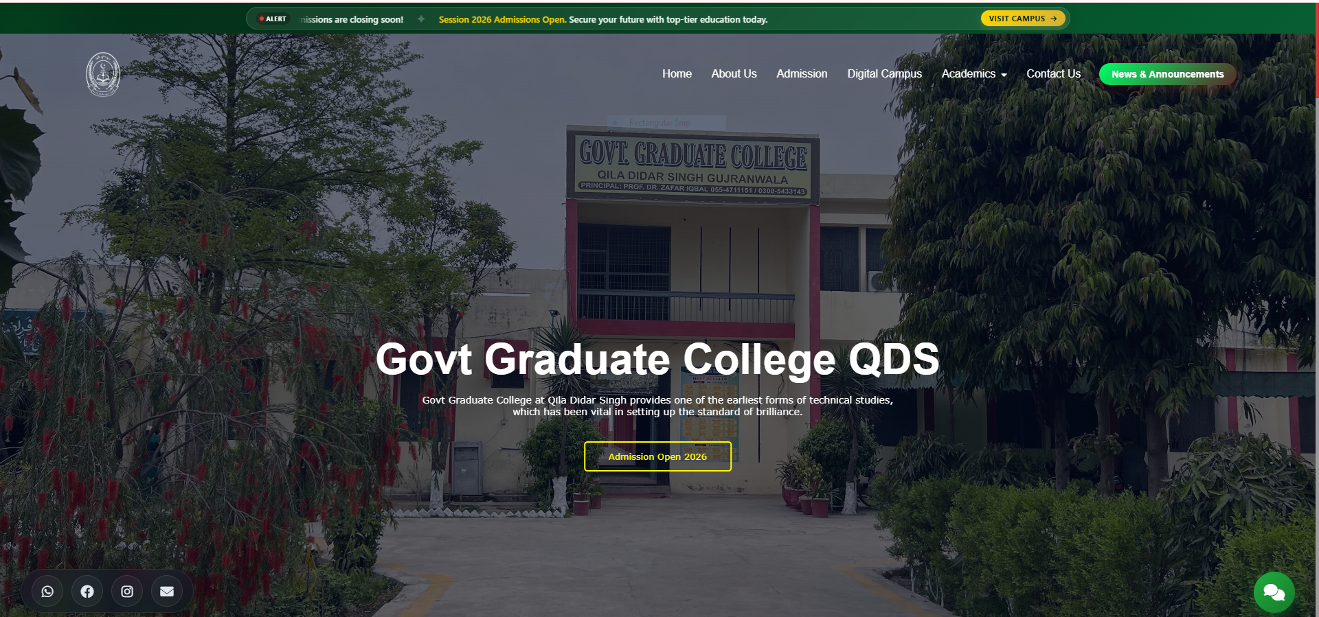 Govt. Graduate College Official Institutional Portal Interface