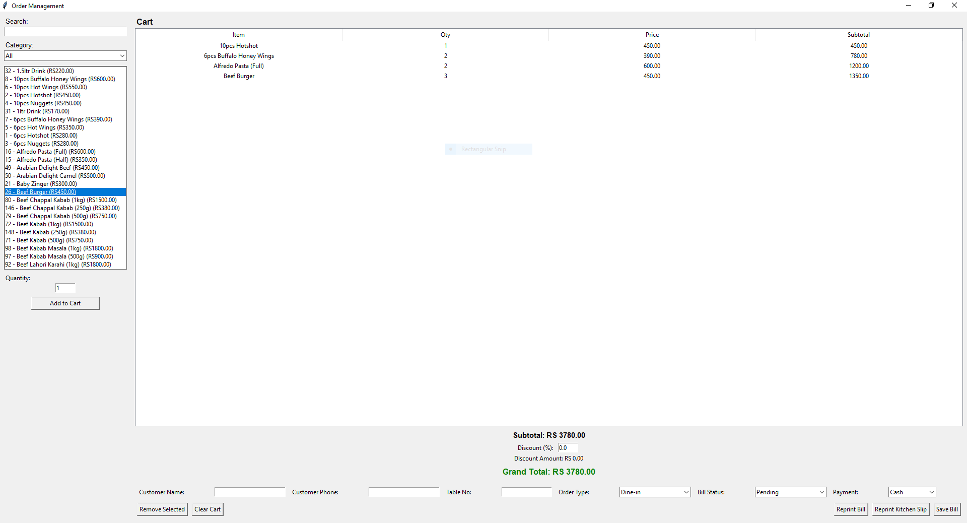 Restaurant POS Live Order Manager